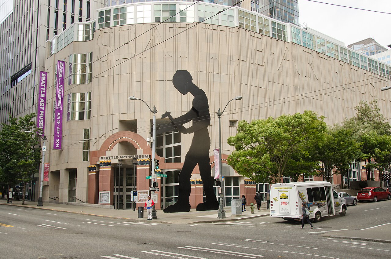 The Hammering Man sculpture outside the Seattle Art Museum in 2014 (file photo).