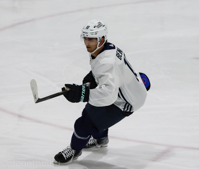 Kraken center Matty Beniers at practice in 2022 (file photo).