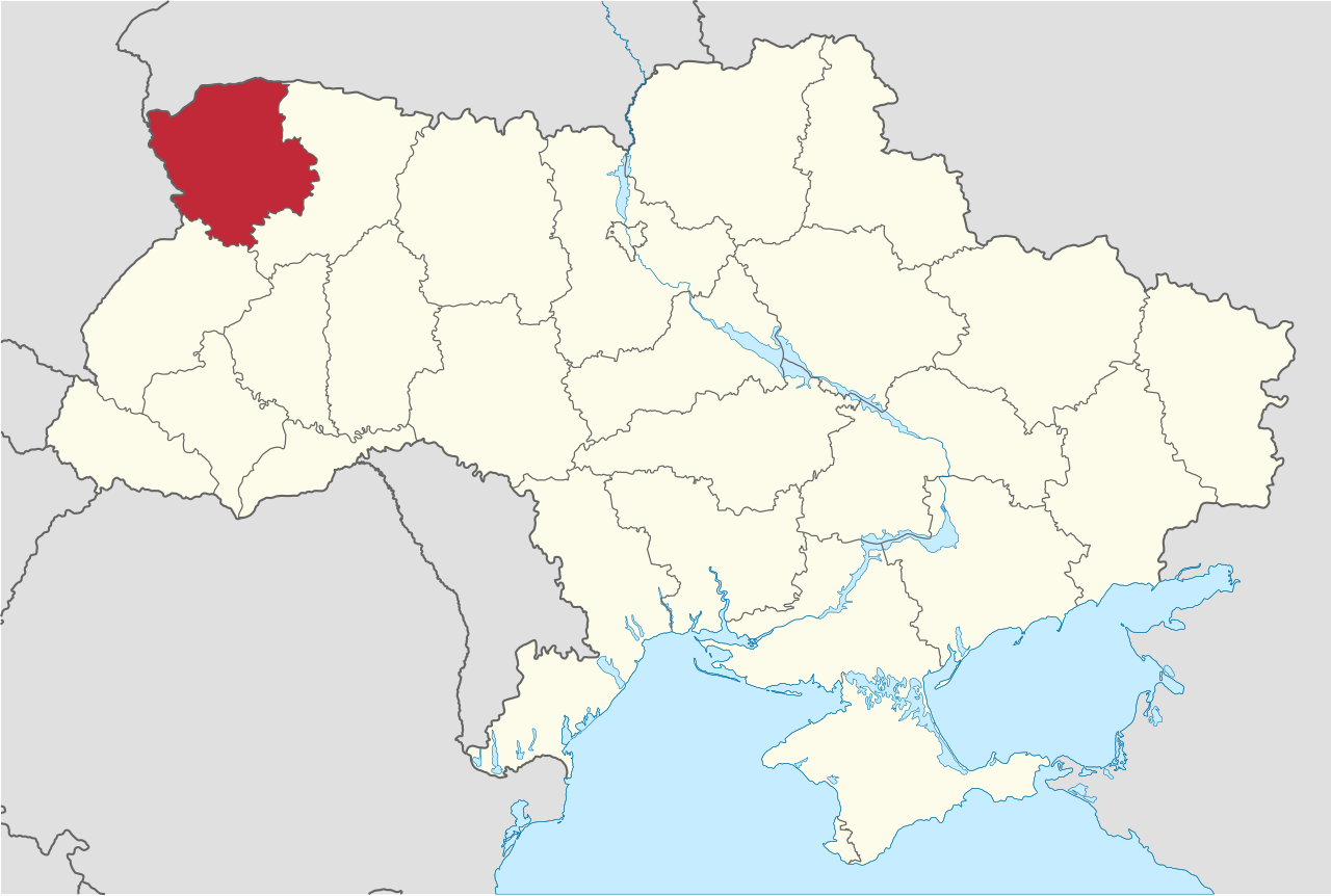 Map: the Volyn region (shaded) in northwest Ukraine, on the border with Poland.