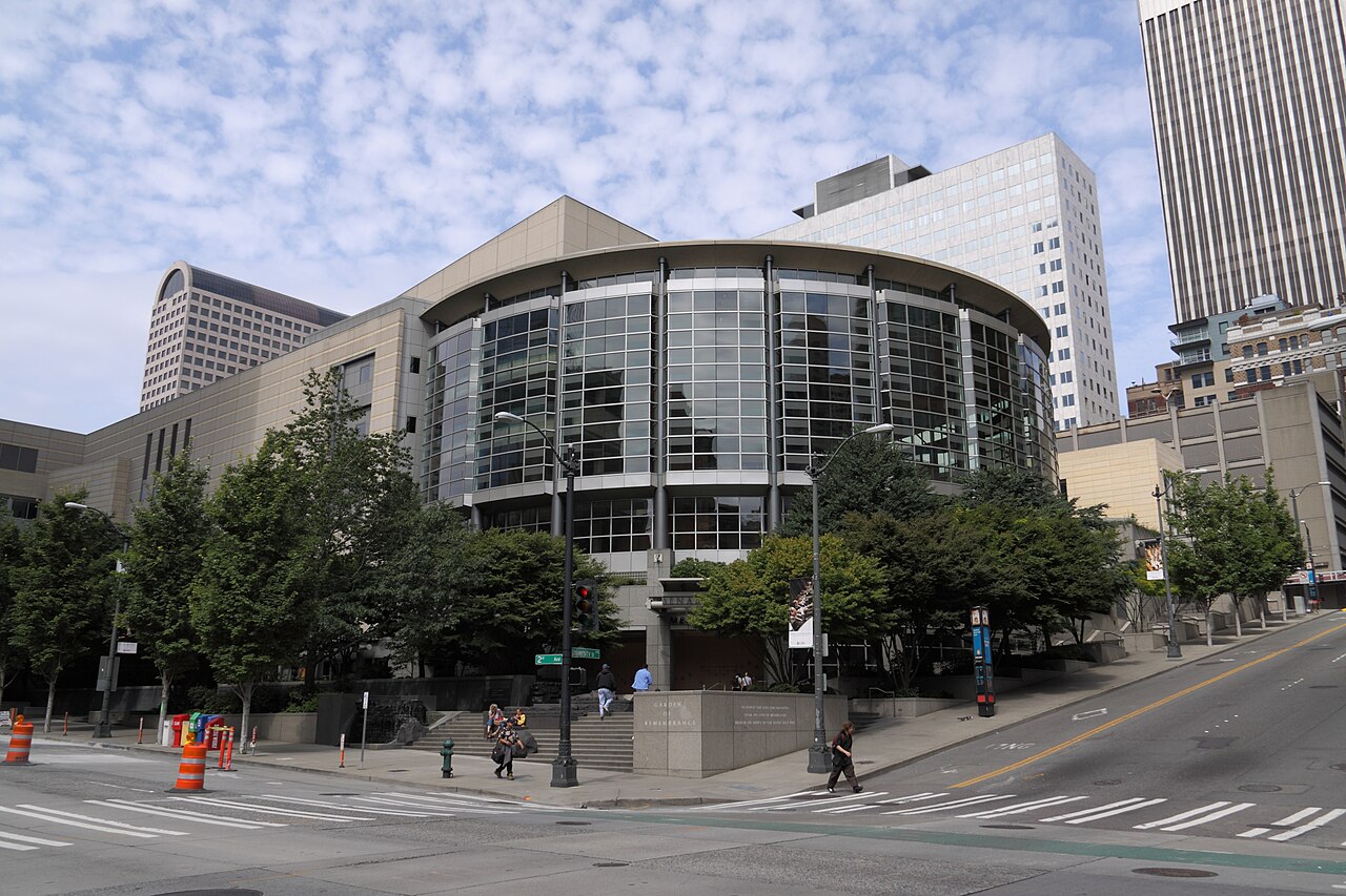 Benaroya Hall seen from Second Avenue and University Street in 2009, before the Amplify renovation (file photo).